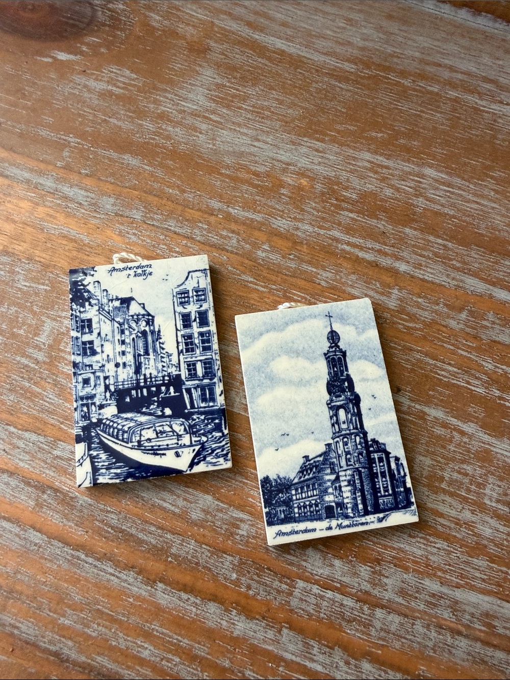 Blue Delft-Style Amsterdam Canals Wall Tiles - Set of 2